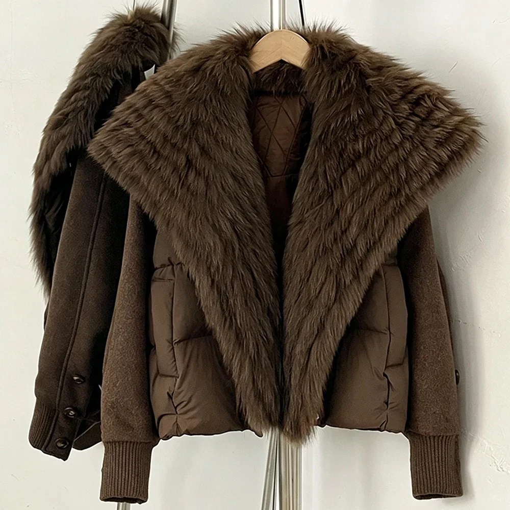 Women's Puffer Coat Soft Duck Down with Fur Collar Zipper Closure Fur Outerwear Ultra Warm Thermal Cold Weather for Casual Swear