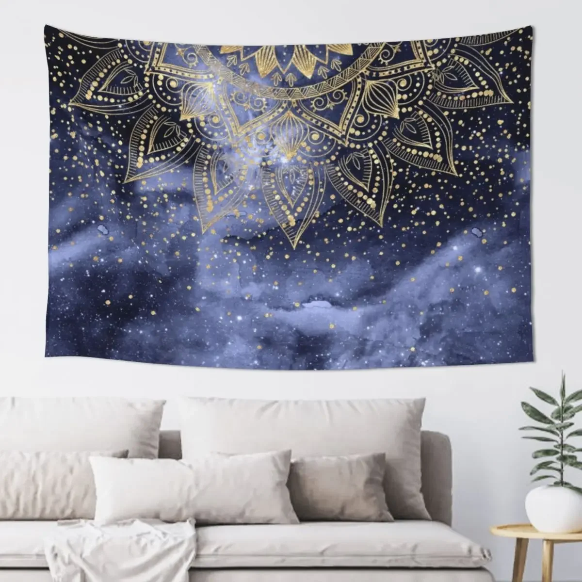 

whimsical gold mandala confetti design Tapestry Tapete For The Wall Wall Hanging Tapestry