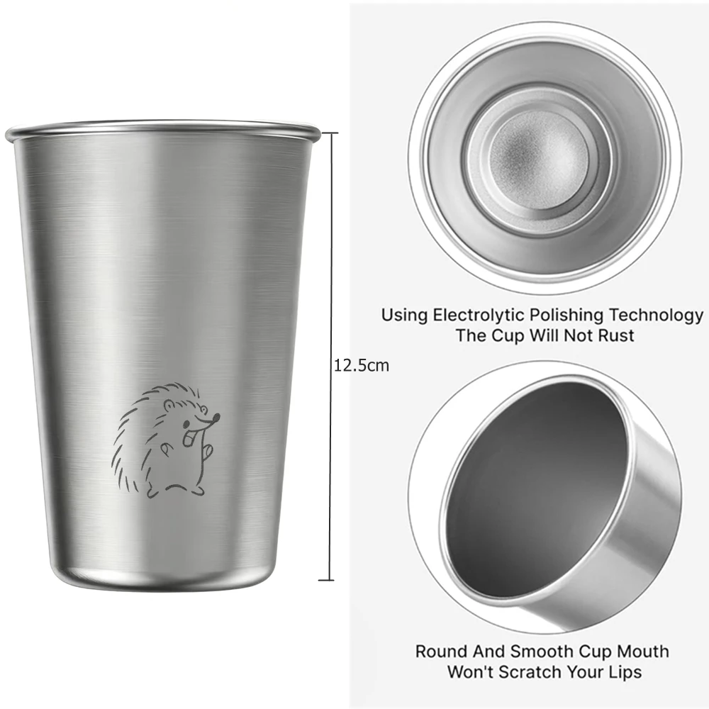 4 Pack Stainless Steel Pint Cups 500ml Stainless Steel Water Tumbler Stackable Metal Camping Cold Drinking Glasses 16oz