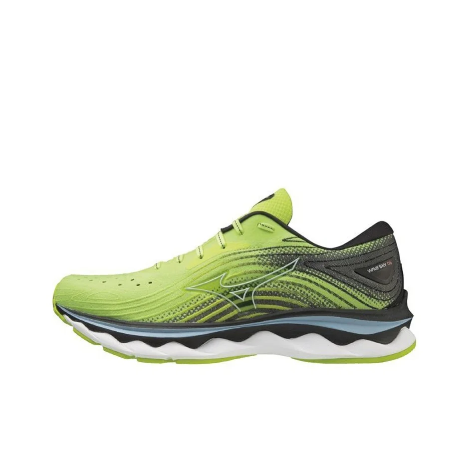 Mizuno Wave Sky 6 Comfortable Artificial Leather Low top Running Shoes Men's Green Black J1GC220205