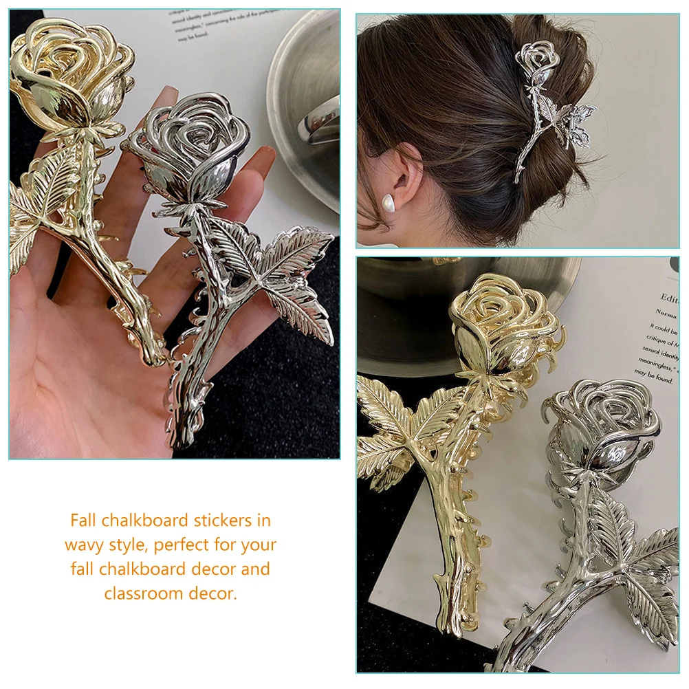 

Vintage 1 Pc Rose Clip Claw Clips Medium Metal for Women Thin Decorative Accessories Chic Flower Design Bright Luster Excellent