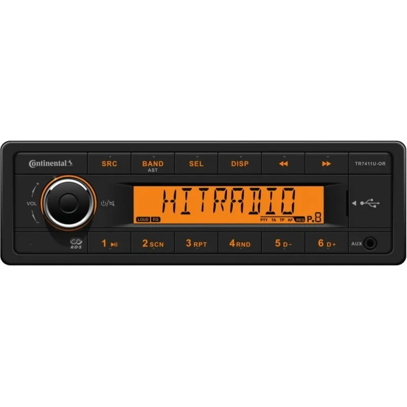 

Continental 12V Radio RDS USB MP3 WMA Orange Backlight VDO TR7411U-OR