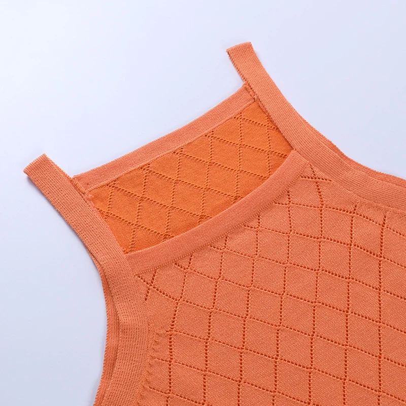 Abito da donna in maglia con spacco laterale trasparente con cinturino sexy da spiaggia, costume da bagno velato all'uncinetto, copricostume bikini, vestido femminile