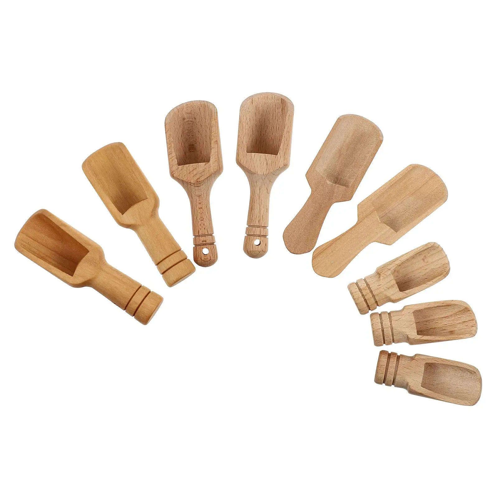 

9 Pcs Wooden Spoons Mini Salt Teaspoon Powder Scoop Kitchen Gadgets Bath Honey Eco Friendly Smooth Edge Storage Tea Milk Powder
