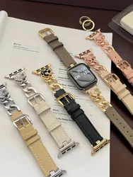Camellia flower cowhide pearl oil alloy watch strap For Apple Watch band 44 40 45 41 49 42 38 45 mm iwatch 9 se 5 6 8 7 Ultra 2