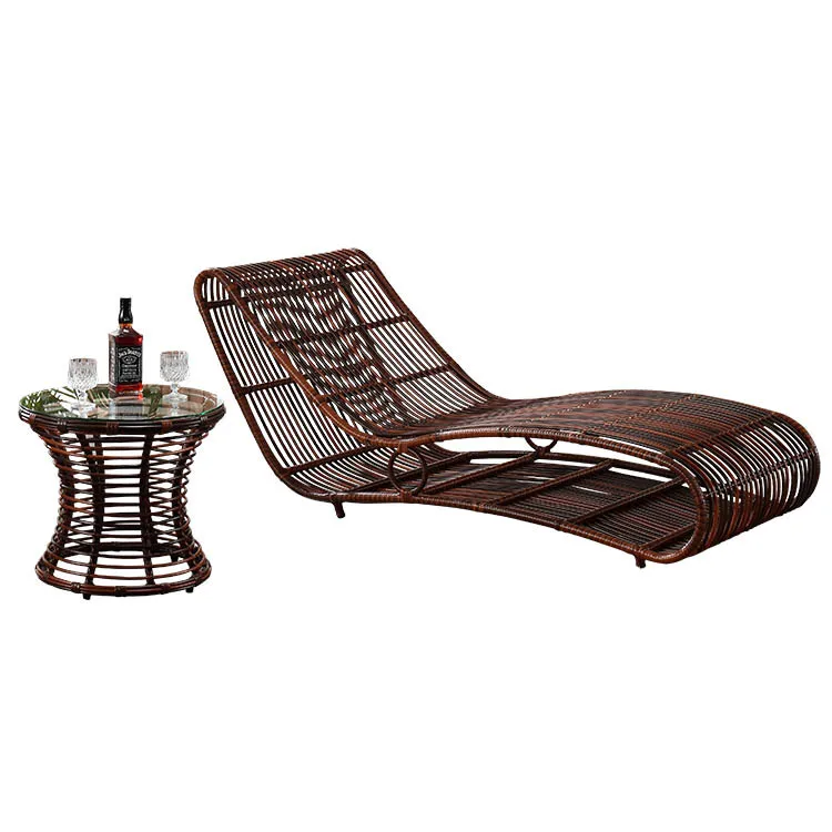 

✗x Modern Eco-Friendly Waterproof Rattan Solid Back Outdoor Sun Loungers-UV Resistant for Balconies Swimming Pools Lunch*