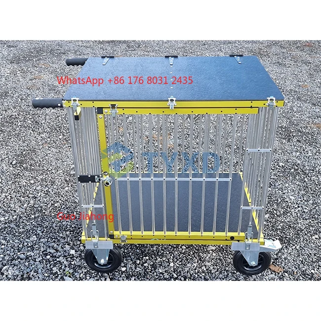 Carrello portatile grande per animali domestici Carrello pieghevole in alluminio per toelettatura cani con chiusura a bottone Elegante motivo animale