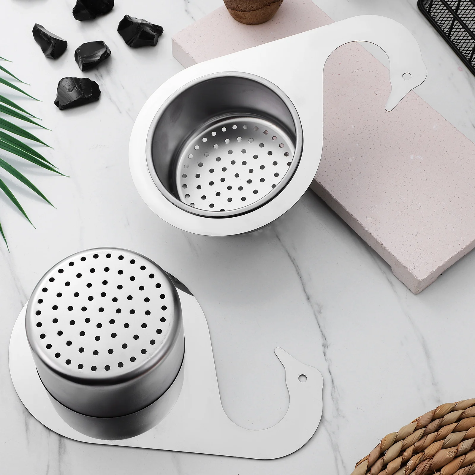 

2Pcs Stainless Sink Mesh Metal Drain Strainer Filter Basket Large Capacity Kitchen Drain Strainer Hair Catcher Mesh Metal