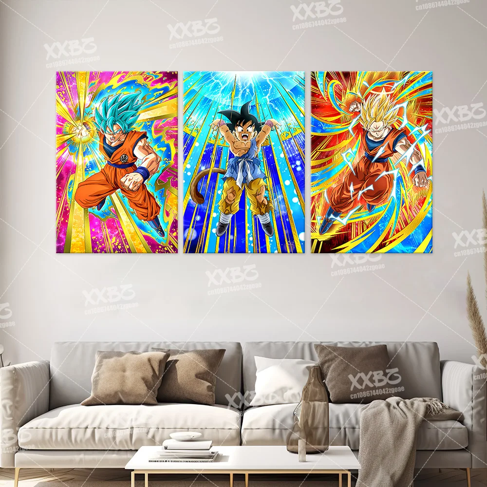 Dragon Ball Canvas Paintings LR God Goku Home Decor Super Saiyan God Son Goku Pictures Anime Poster Vegeta EZA Wall Art No Frame