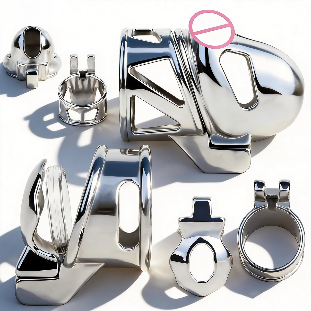 FRRK Stainless Steel Ringless Male Chastity Cage 9 Sizes Invisible Lock Rings SM Adjustable Belt Advanced Intimate Restraint Toy