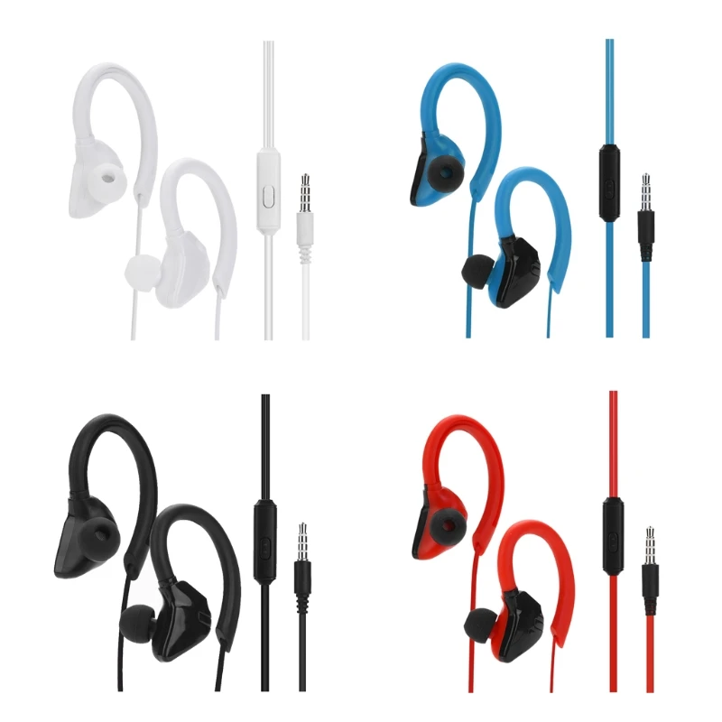 Sports Headphones with MIC HIFI 3.5mm In Ear Earphones Ear Hook Headset Noise Cancelling Earbuds For Various for Smart P