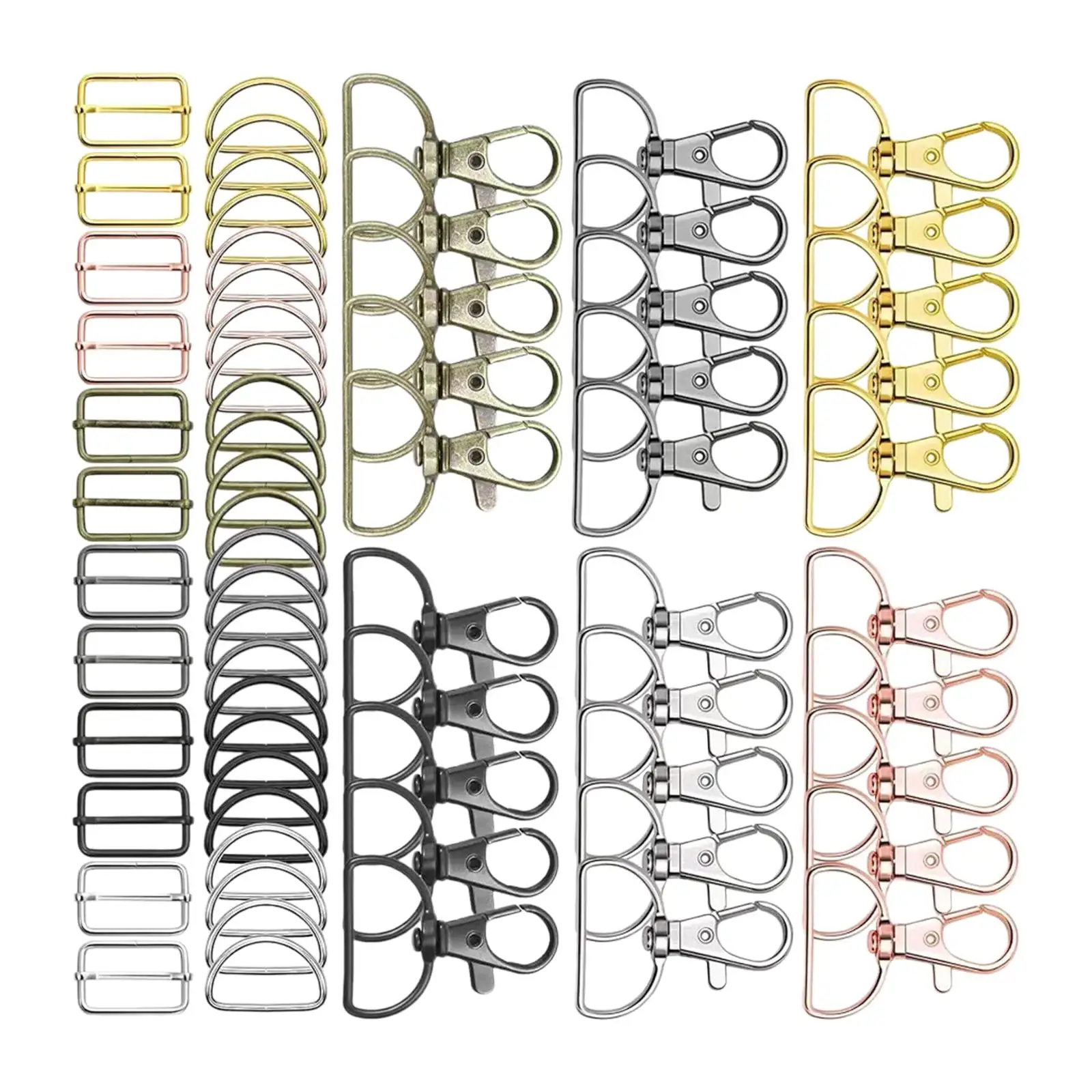 

90Pcs Lobster Claw Clasps Multipurpose Swivel Snap Hooks Replacement D Rings