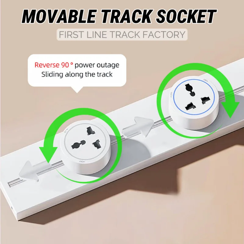 

30/40/50cm Track Socket Wall Power Rail Movable Sockets High End Home Appliance Power 8000W EU US UK Standard USB Adapter Plug