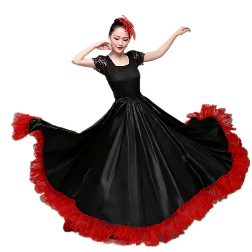 Saias de flamenco vestido espanhol para mulheres trajes de dança cigano balanço saia coro desempenho de palco espanha corrida bigdance