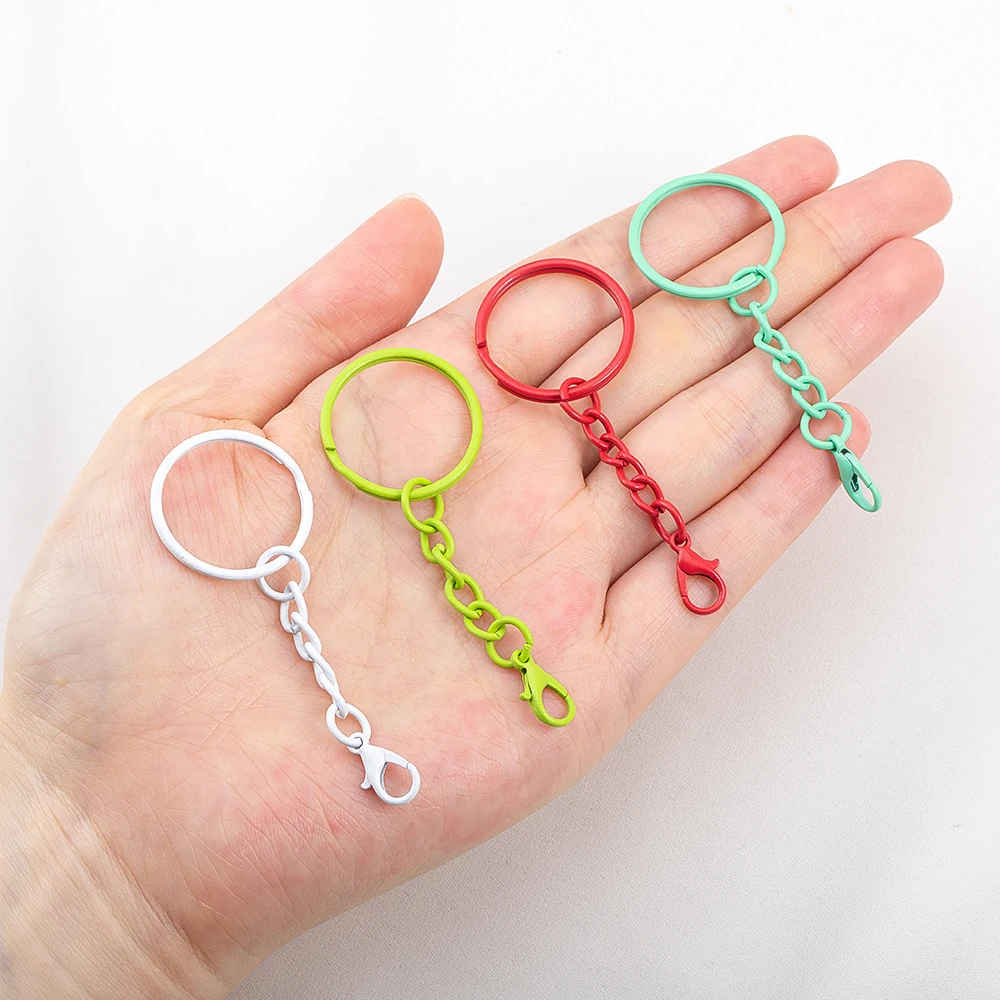 10 Stück bunte Schlüsselanhänger aus Legierung mit Karabinerverschlüssen für DIY-Schlüsselanhänger, Taschenanhänger, Schmuckherstellung, Zubehör – Detail 6
