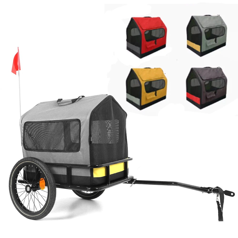 Folding Pet Bike Trailer Dog Stroller Wagon Carrier Outdoor Travel Tow Cart Lightweight Durable
