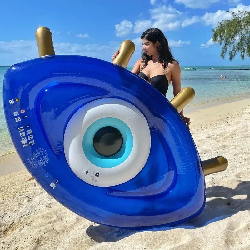 Flotador de fila flotante para piscina con globo ocular inflable gigante, colchón flotante de ojos griegos, salón de piscina par