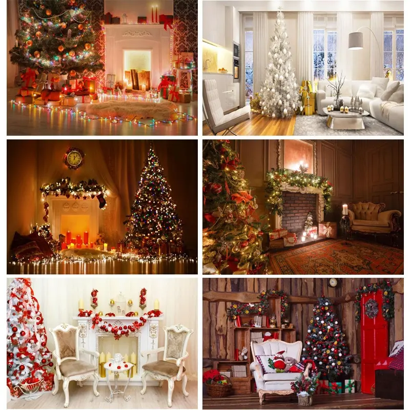 

SHUOZHIKE Art Fabric Christmas Day Photography Backdrops Prop Christmas Tree Festival Theme Photo Studio Background XT20924SD-12