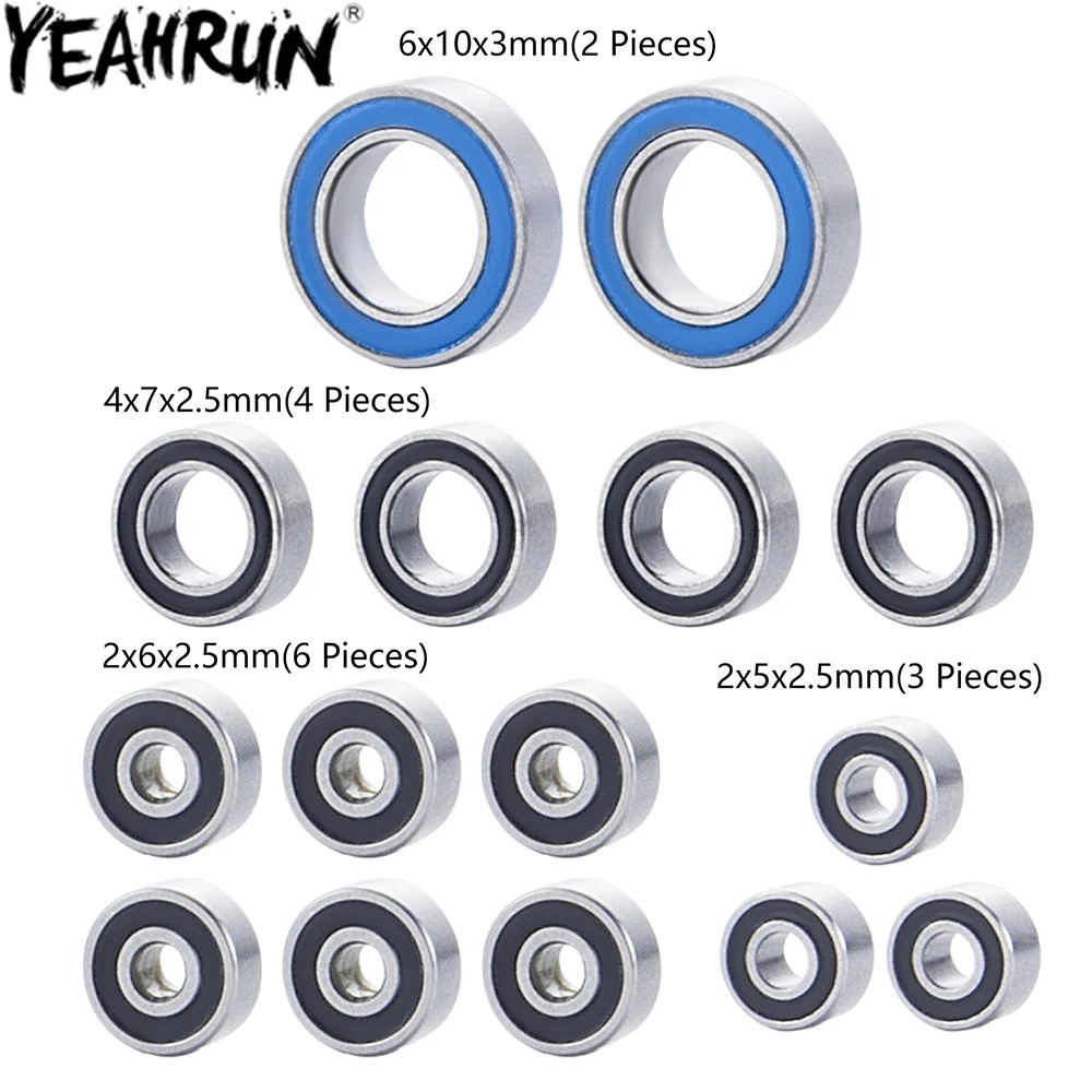 YEAHRUN 15PCS Steel Ball Bearing Kit for Kyosho MINI-Z 1/28 RC Crawler Car Sealed Bearing Upgrade Parts