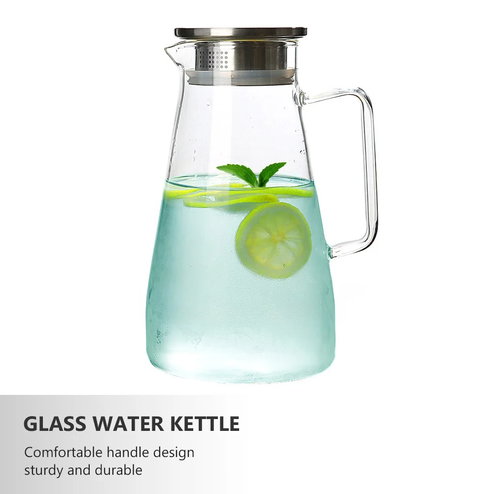 

Cold Water Kettle Large Capacity 1800ml Glass Storage Can Handle Design for Home Tea Juice Cafe Practical Use