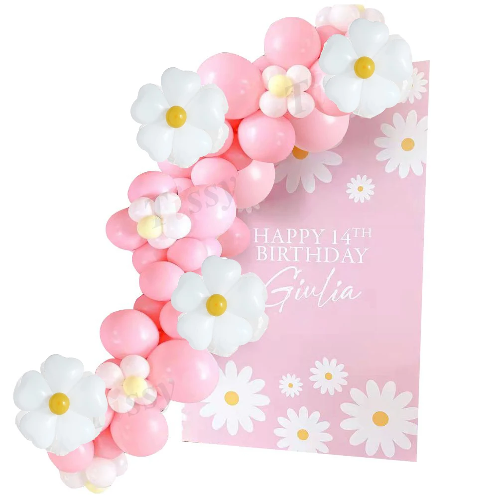 92pcs Daisy Flower Balloon Set With 18inch Daisy Foil Balloon For Wedding Happy Birthday Party Decorations DIY Party Supply