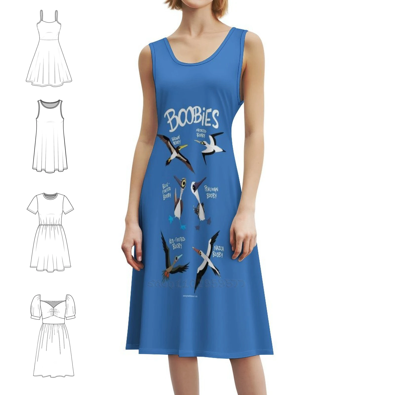فستان Boobies Floral Smock للنساء للربيع والصيف فستان كاجوال للحفلات Boobies Booby Birds Nature Wildlife Dress #1