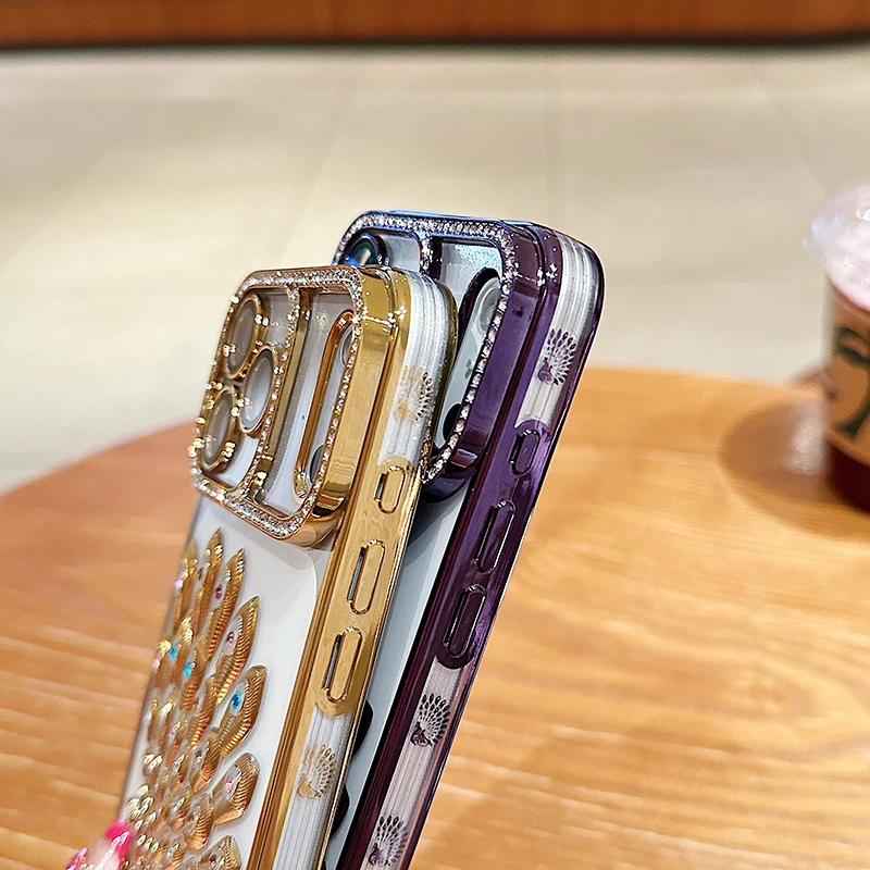 Новый роскошный однотонный противоударный чехол для телефона с павлином для iPhone 17 Pro Max 15 13 14 16 Pro Max, задняя крышка-бампер