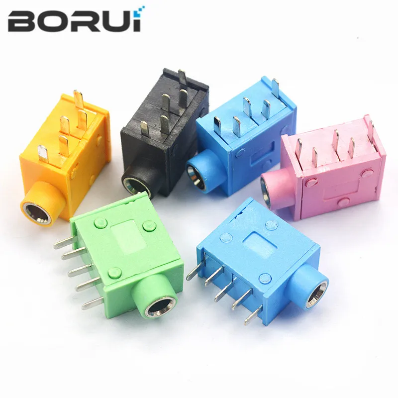 10PCS PJ215 PJ-325 3.5mm Five colours Stereo Headphone Connector Adapter Power Plug Audio Video Jack Socket Plug