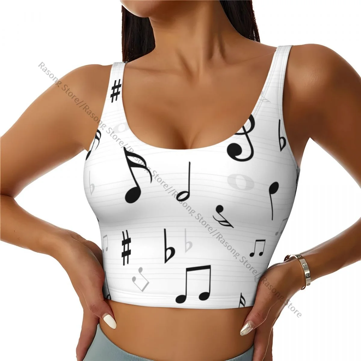 Sports Bra Women Running Yoga Clothes Vest Music Notes On Chef Gathering Fitness Vest