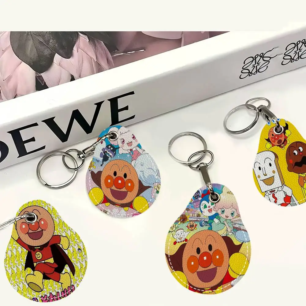 

Брелок для ключей в стиле аниме A-Anpanman, кожаный держатель для карт доступа, брелок для ключей, защитный чехол для бесконтактной карты с каплей воды