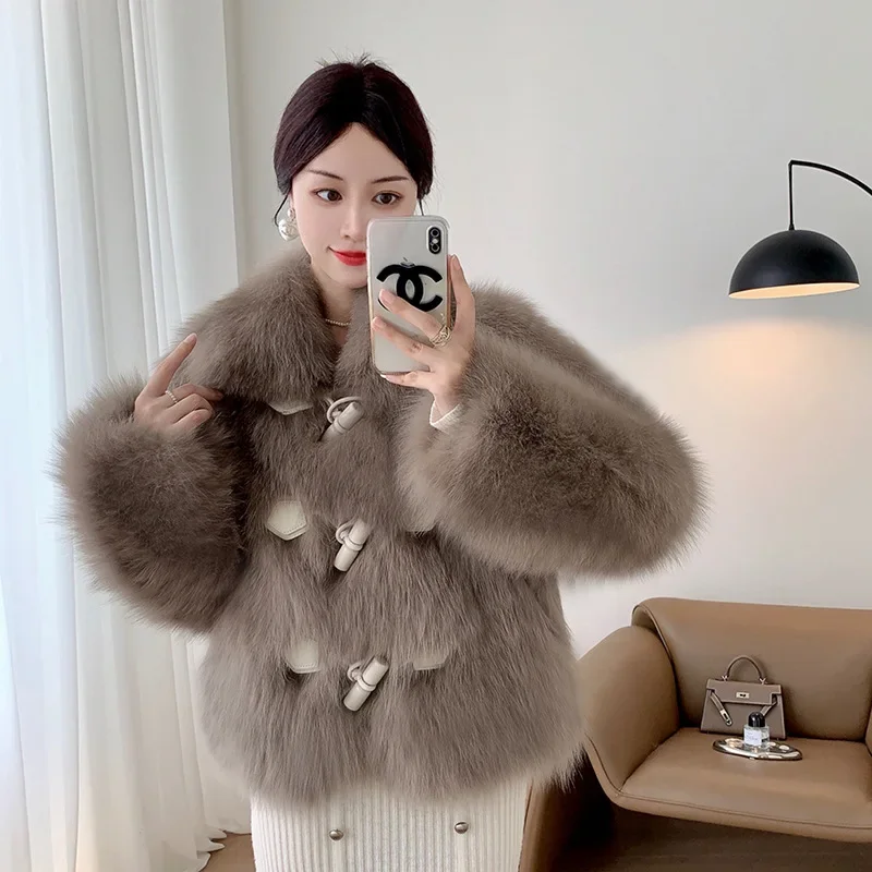 High Street Autumn Winter Women's Coats Faux Fur Thick Young and Stylish 2024 Short Double Faced Fur Coat Women's Clothing