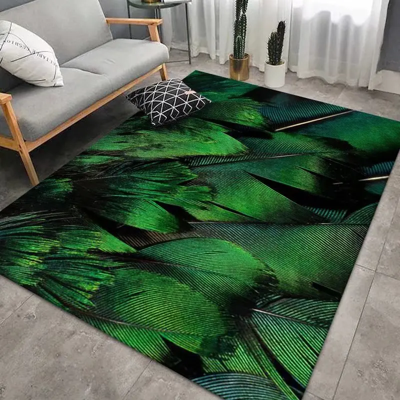 3D Green Fluffy Chamomile Flower Pattern Lounge Rug 3
