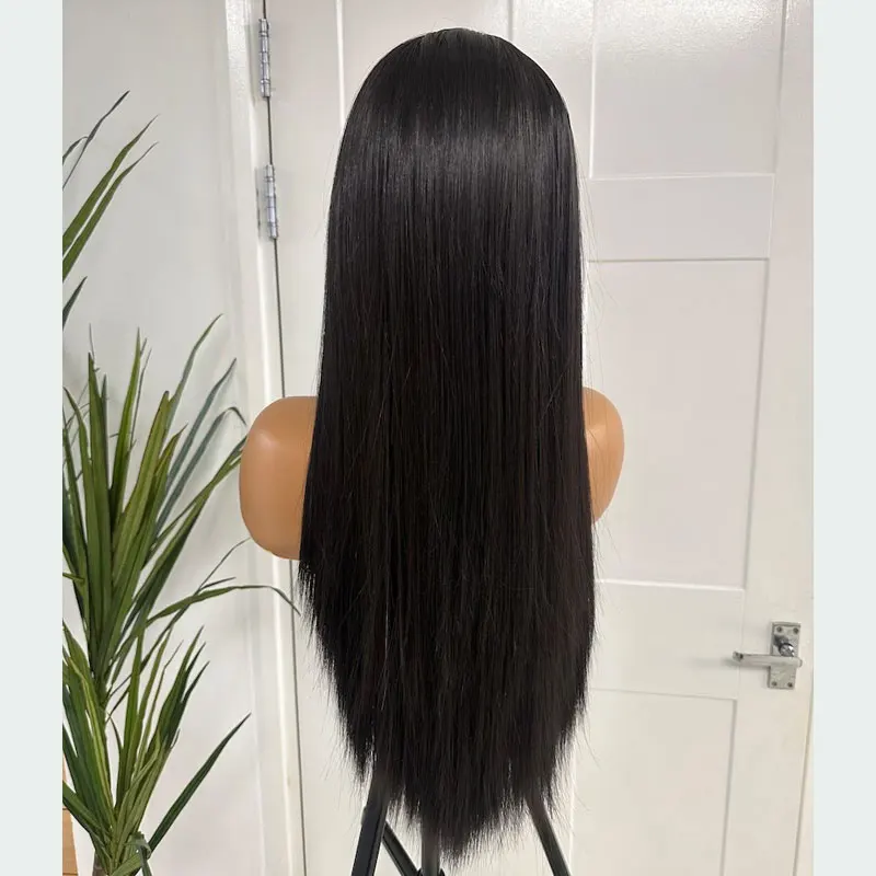 Jet Black Color Straight Wig Synthetic Lace Front Wigs High Quality Heat Resistant Fiber Hair Natural Hairline For Fashion Women