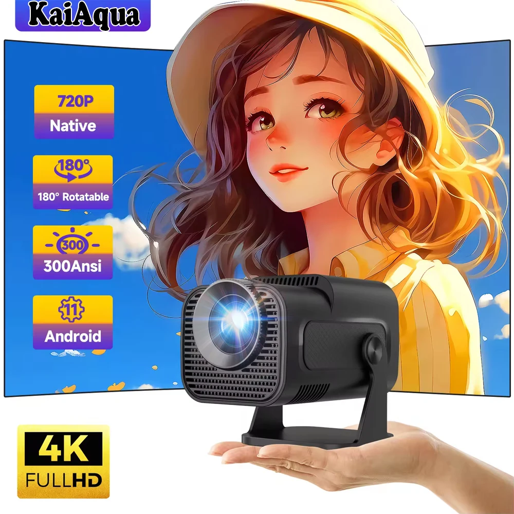 جهاز عرض KaiAqua HY320 الجديد يعمل بنظام أندرويد 13 390ANSI HD 4K أصلي 1080P Dual Wifi6 BT5.0 جهاز عرض محمول لمستوى السينما HY300 مُحدث