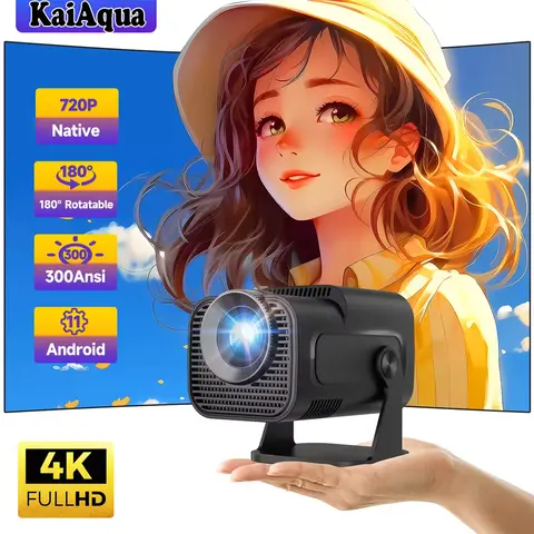New KaiAqua HY320 Projector Android 13 390ANSI HD 4K Native 1080P Dual Wifi6 BT5.0 Cinema level Portable Projetor HY300 Upgrated