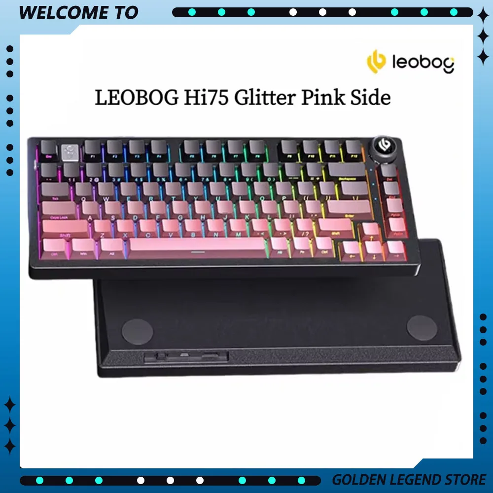 LEOBOG Hi75 Glitter Pink Side E-sport Mechancial Keyboard Hot-Swap Aluminum Alloy Wired Custom PC Gaming Accessories Gaming