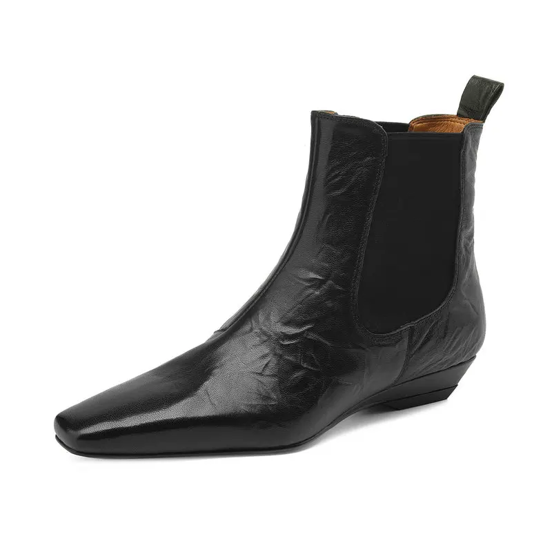 

2025 New Women Ankle Boots Genuine Leather Modern Wedges Autumn Winter Fashion Shoes