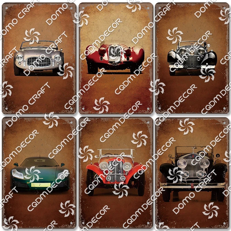 Retro Luxury Car Poster Metal Tin Signs Sports Car Jeep Racing Vintage Metal Plate Garage Club Man Cave Wall Decor