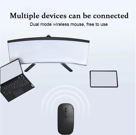 Mouse wireless per laptop, mouse dual-mode compatibile da 2,4 GHz e Bluetooth, mouse wireless ricaricabile per laptop, PC, computer
