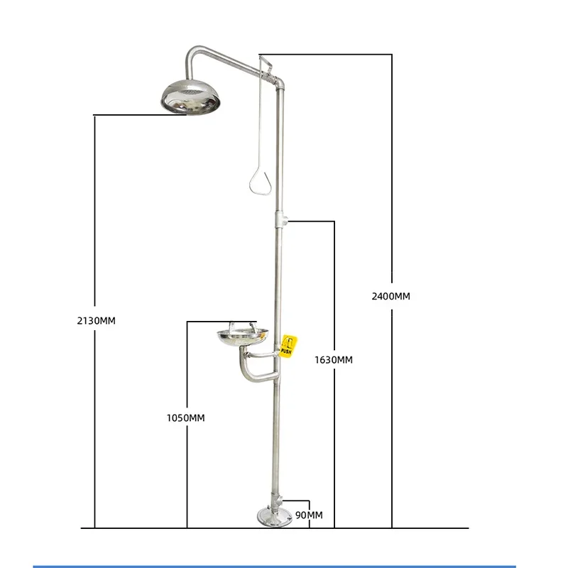 MYQualife Emergency Shower Faucet With Eyes Washer Cleaner Floor Standing Rain Shower Vertical Shower Faucet Eye Washing