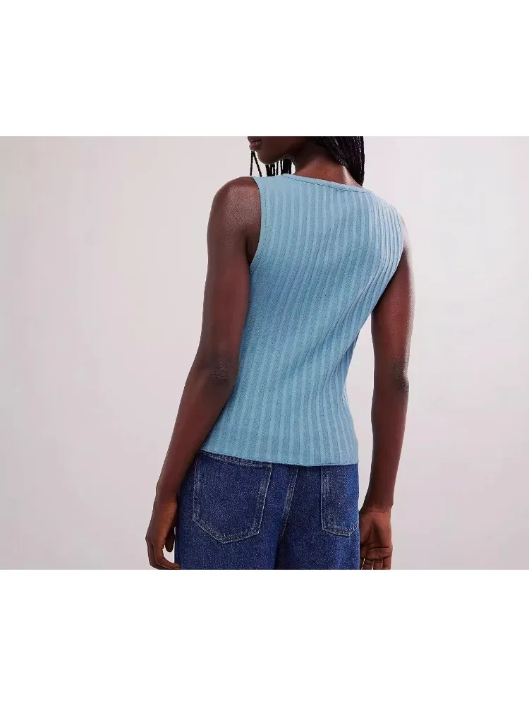 

2025 новый стиль, женские топы, шерстяной кардиган без рукавов в полоску, женский жилет