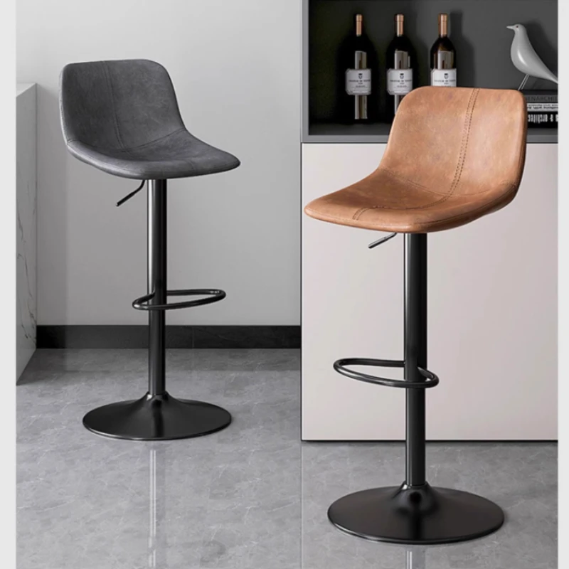 

Accent Metal Minimalistic Bar Chairs Modern Lounge Design Swivel Bar Chairs Comfortable Brown Taburete Cocina Home Furniture