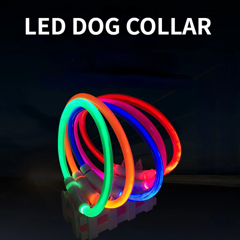 LED Pet Luminous Collar USB Charging Collar Teddy Anti Lost Collar Dog Cat Accessories Supplies