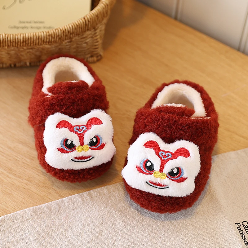 

Baby Kids Red Shoes for New Year Toddler Warm Shoes Soft Bottom 2026 Brand New Kids Walking Shoes Suede Trendy Non-slip