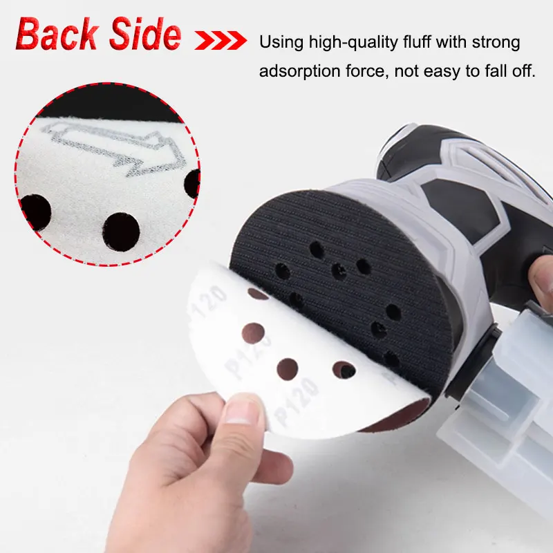 

5-дюймовые шлифовальные диски с 8 отверстиями 60-2000, флокирующая наждачная бумага, орбитальная шлифовальная машина, клейкая на липучке, наждачная бумага из оксида алюминия