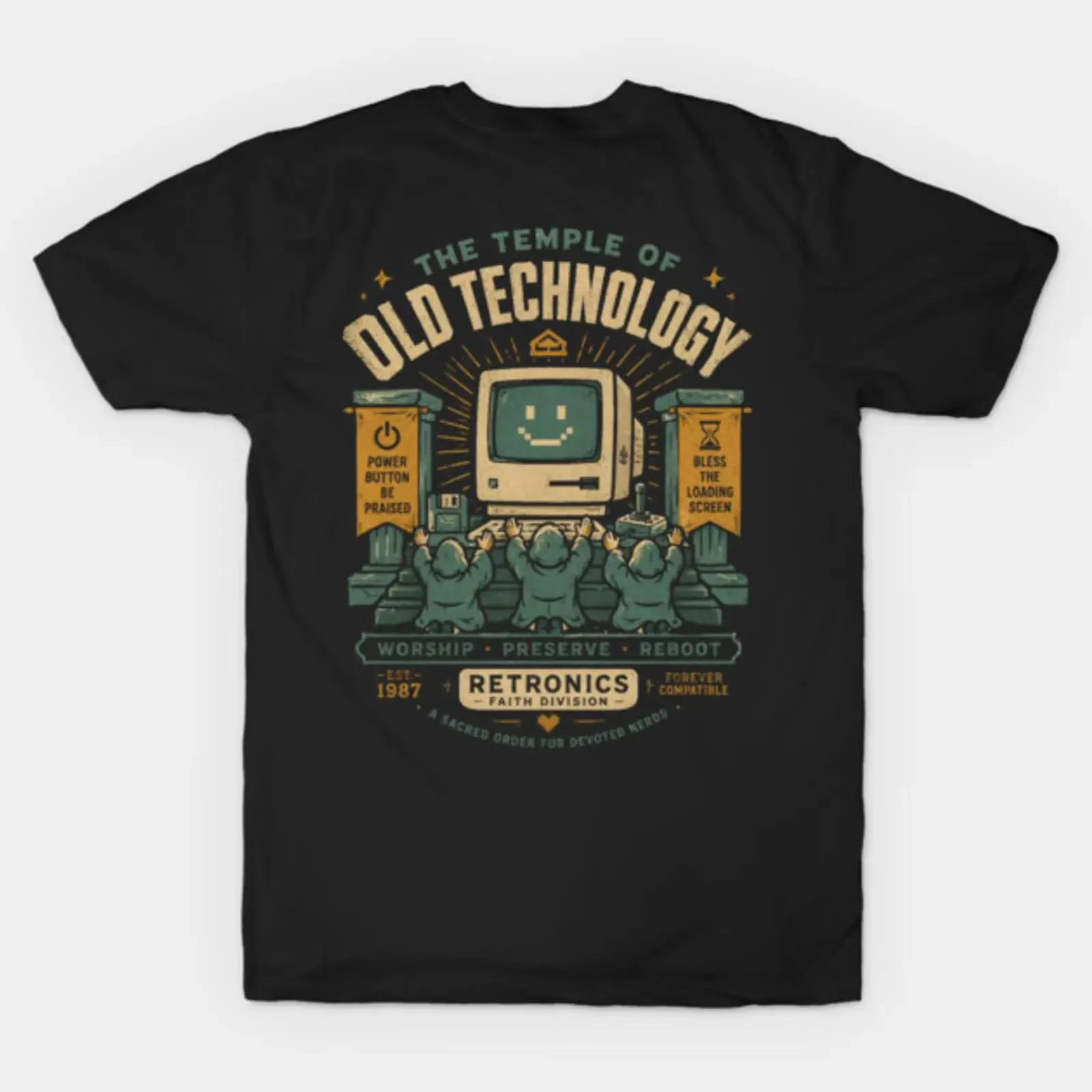 Temple of Old Technology T Shirt vintage Washed Slightly Versatile designer clothes Unisex Comfortable Top For Everyday Wear