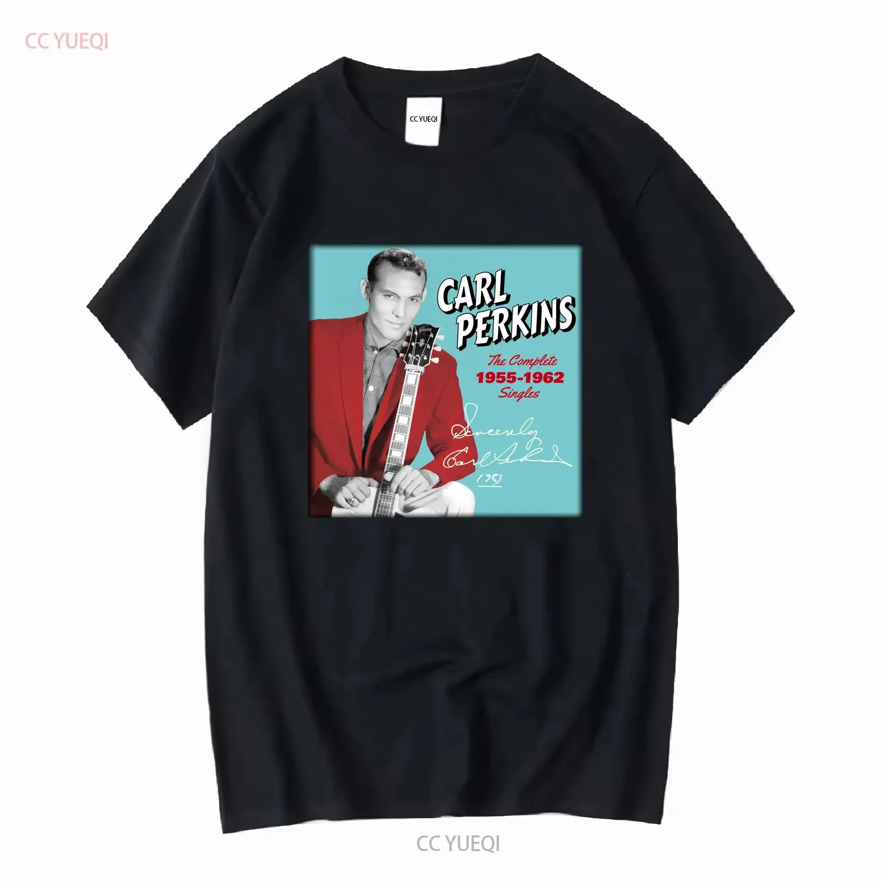 

Редкая хлопковая футболка Carl Perkins Singer для фанатов S 2345XL, черная футболка TMB1533, винтажная стираная дышащая мягкая уличная одежда с графикой