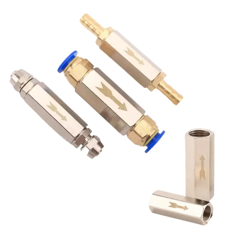 Pneumatic Check Valve 6mm 8mm 10mm 1/4 OD Hose One Way Valve Air Gas Single Way Brass Valve Air Compressor Pipe Fitting Adapter