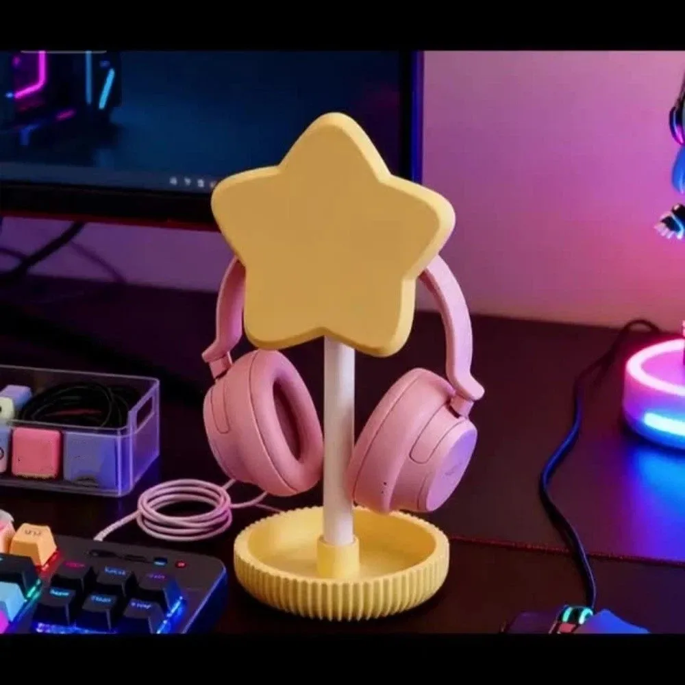 Star Headphone Stand Necklace Organizer Hair Scrunchie Holder Desktop Storage Stand Colorful 3D Printed Earphone Hanger