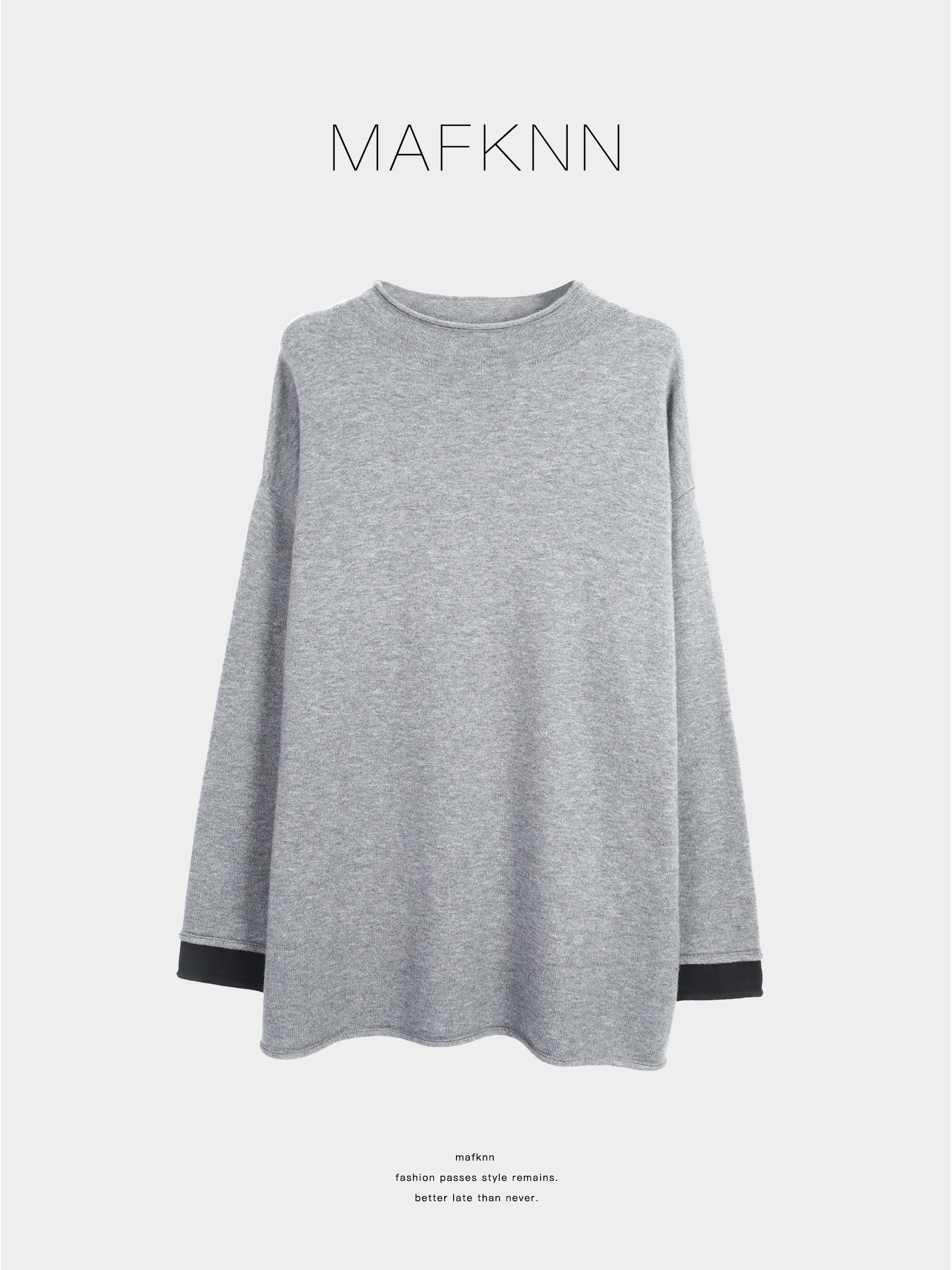 

Loose Fit round Ne Sweater Inner Wear Roll Crt Design Slimming Effect for plus Size Women Spring Autumn Winter